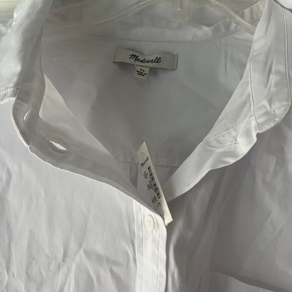 NWT Madewell Relaxed Button-Front 100% Cotton Shirt in Poplin, White, XL - Picture 5 of 9